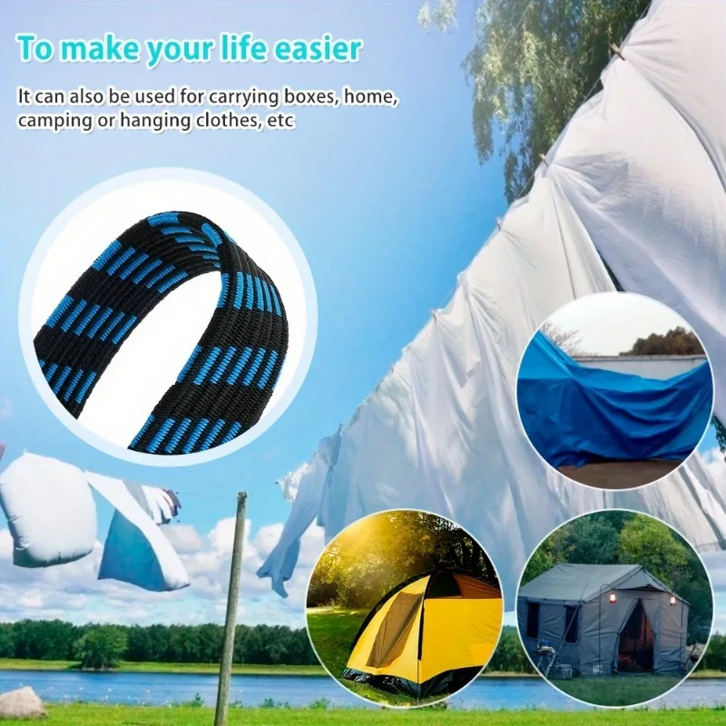 1pc 2M Bungee Cords Elastic Bungees Cords with Hooks Anti-slip Flat Elasticity Rope for Motorcycle Bicycles