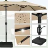 15 ft Large Patio Umbrella, Solar Lights Double-Sided Outdoor Rectangle Market Umbrellas with 36 LED Lights/Base Included/Crank 3