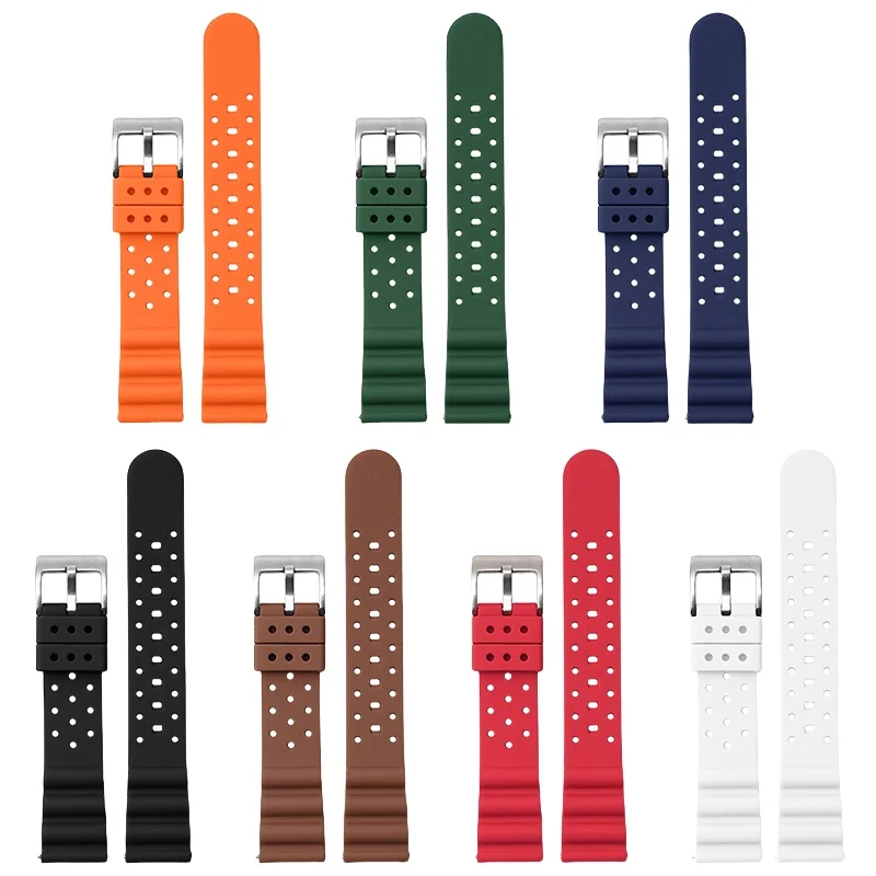 Silicone Rubber Waterproof Sport Watch Strap for Men - Diving Bracelet Wristband, 20mm/22mm