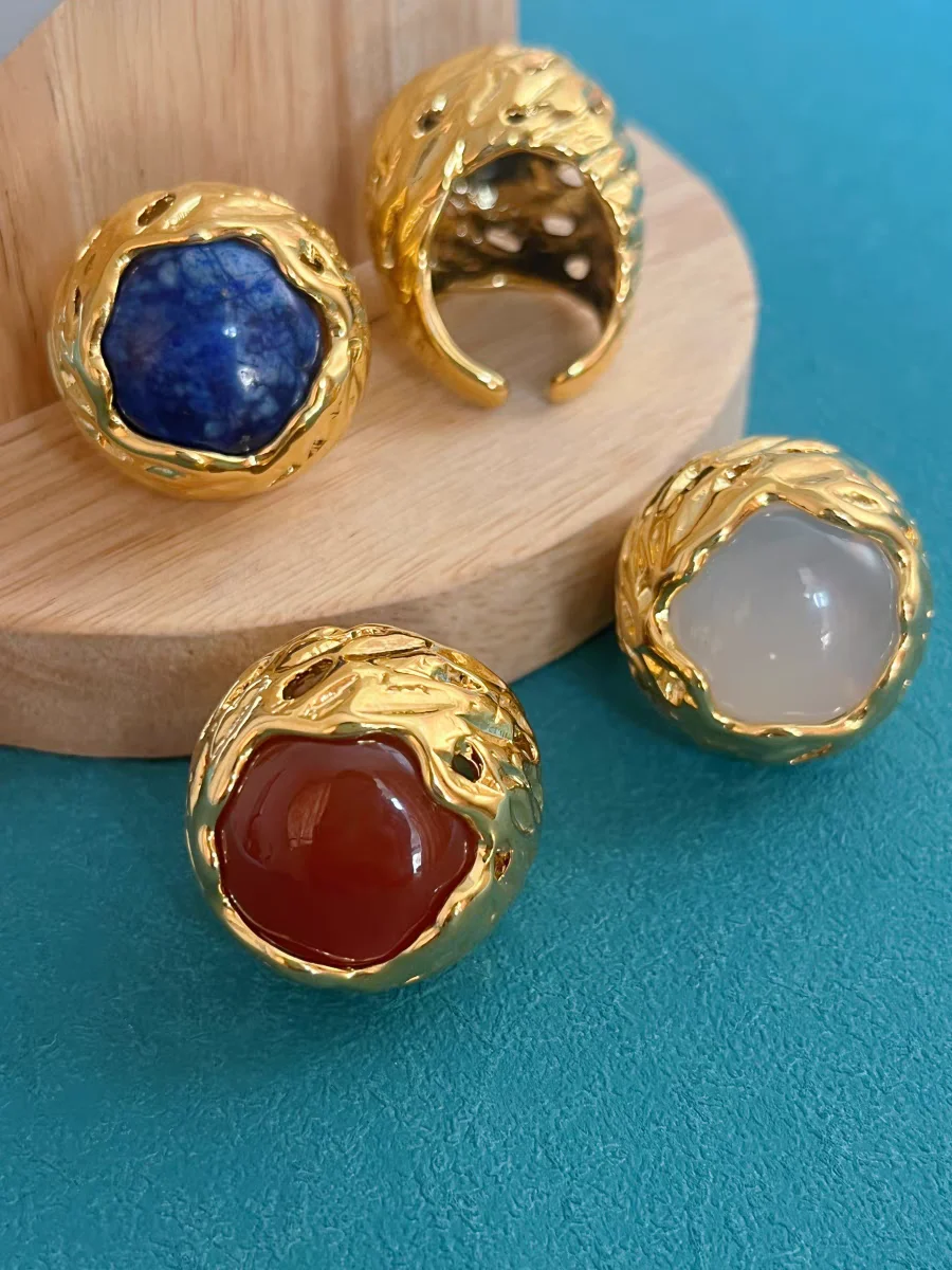 Brass Solid Resin Colorful Ring Women Jewelry Punk Party Designer Club Cocktail  Party Gown Trendy Top Japan