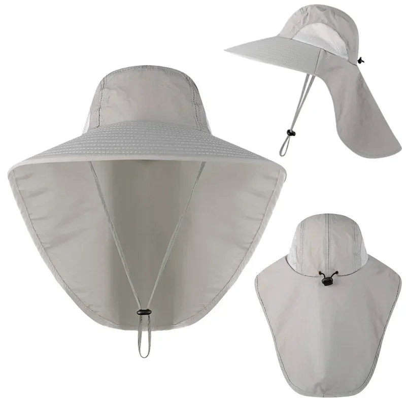 Fisherman Hat Outdoor Sports Jungle Hiking Hat Fishing Hat Wide Brim Bucket with Neck Cover Quick Dry Men Fishermen Sun Protected Cap