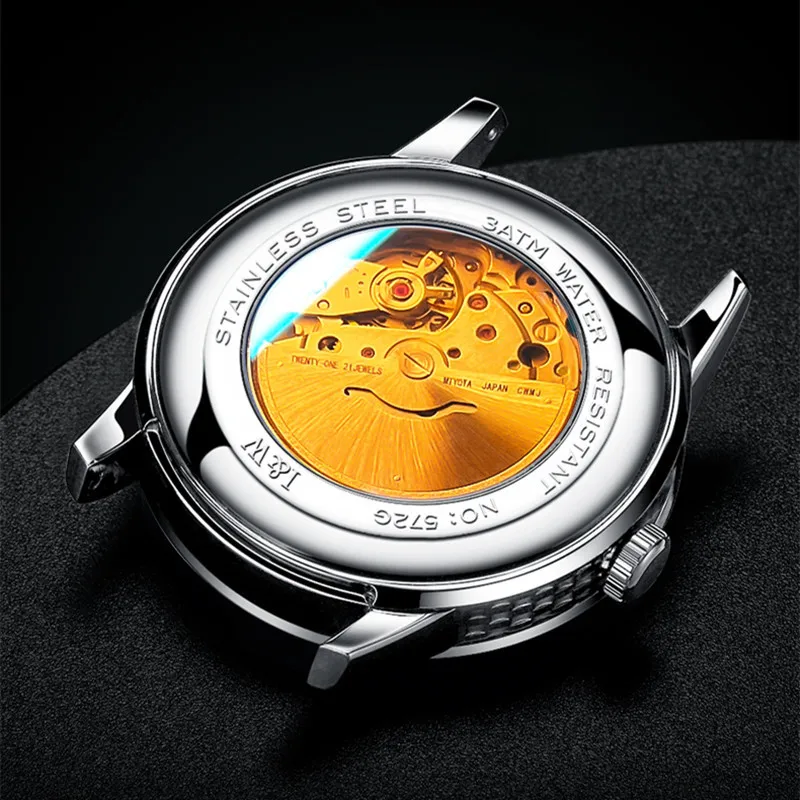 TEINTOP I&W Orologio Automatico Mens Orologi Meccanici Movimento Giapponese Cinturino In Pelle Orologi, argento e blu, cinghia TEINTOP I&W Orologio Automatico Mens Orologi Meccanici Movimento Giapponese Cinturino In Pelle Orologi, argento e blu, cinghia