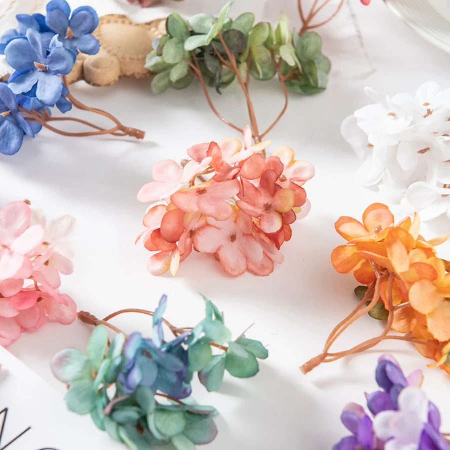 10 Stück Seide Hortensie Köpfe künstliche Blumen für zu Hause Hochzeit Dekor Candy Box Girlanden handgemachte Blumen arrangement Zubehör – Detail 6