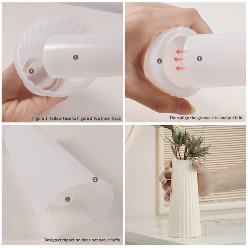 

2 Pcs Striped Vase Silicone Mold Pen Holder Resin Mold for DIY Craft Ornament