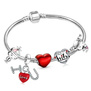 Romantic Style Jewelry Charm Bracelets With Family Love Beads Bracelet For Women Couples Pulseras Jewelry