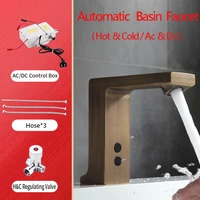 Smart Touchless โบราณทองเหลืองก๊อกน้ำก๊อกน้ำ Body ทองเหลืองทองแดงผสมน้ำ Cold & Hot Ac 220 V และ Dc แบตเตอรี่6 V 2