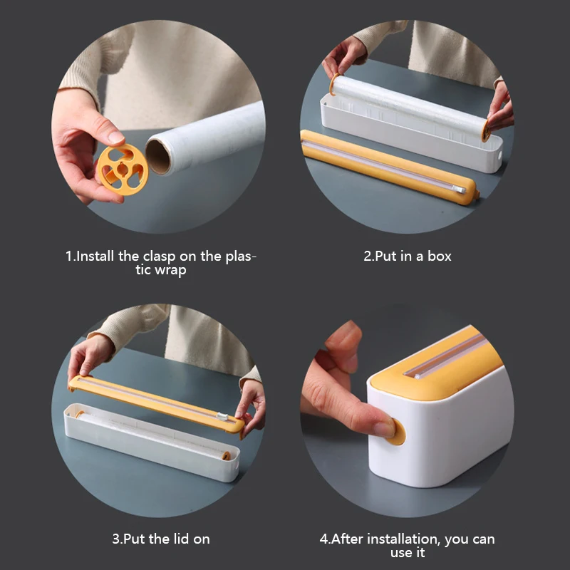 2In1 plastic wrap dispenser cling film dispenser cutter saran wrap aluminum foil parchment paper injector kitchen tool