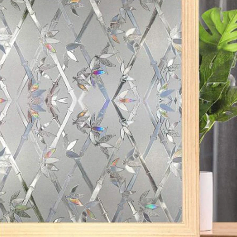 Window Film 30-55*100cm PVC Self-adhesive No Glue Static Stick 3D Adsorption Anti-uv Privacy Blocking Waterproof