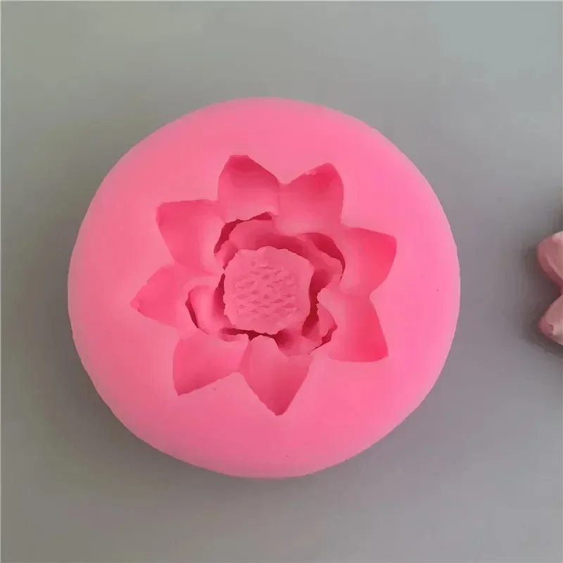 3D Lotus Flowers Silicone Mold DIY Aroma Candles Gypsum Ornaments Molds Handmade Soap Making Supplies Kitchen Baking Candy Mold