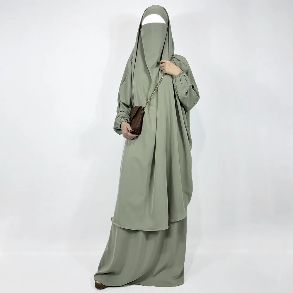 

Юбка Jilbab из двух предметов с карманами Niqab струны высокого качества Nida легкая дышащая ИД Рамадан мусульманский женский молитвенный набор