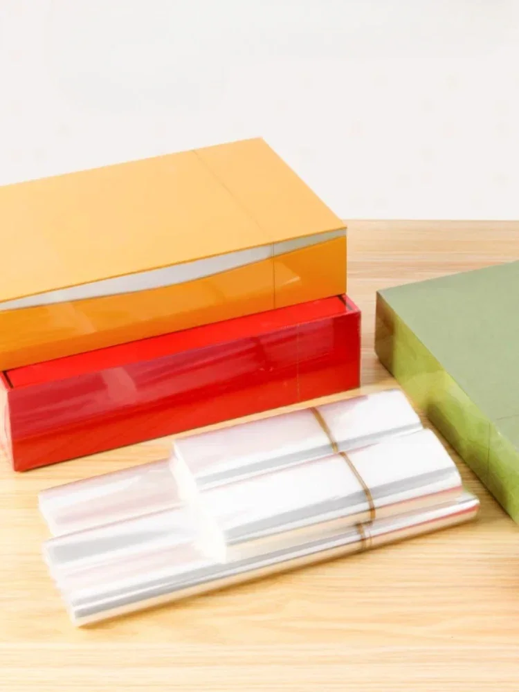 Bopp Heat Shrink Film Cigarette Box Envelope Tea Transparent Gift Box Packaging Films Plastic Sealing Golden Thread Brushed Film 6