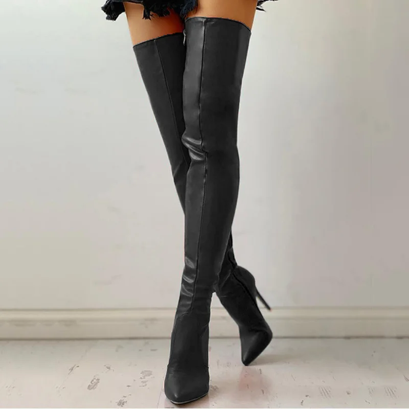 Zipper high heels over the knee boots