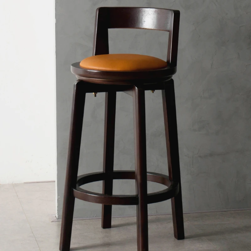 

Minimalist Bar Stool European High Stool Home Nordic Bar Chair Solid Wood High Stool Backrest Bar Chair Bar Chair Rotation