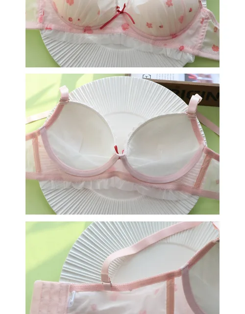 Soft Cute Lolita Push Up Bra and Panty Set Japanese Kawaii White Sweet  Wireless Underwear Plus Size Cup 32 34 36 38 A B C D bh - AliExpress