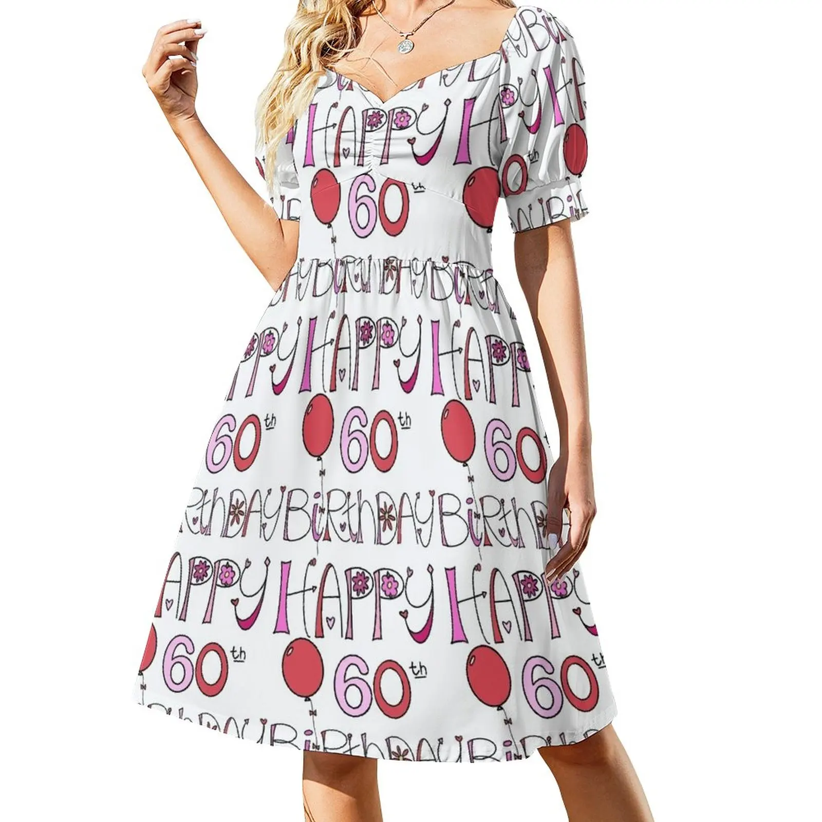

Happy 60th Birthday Colorful Doodle Art Dress dress women summer summer dress women 2023 beach outfits for women