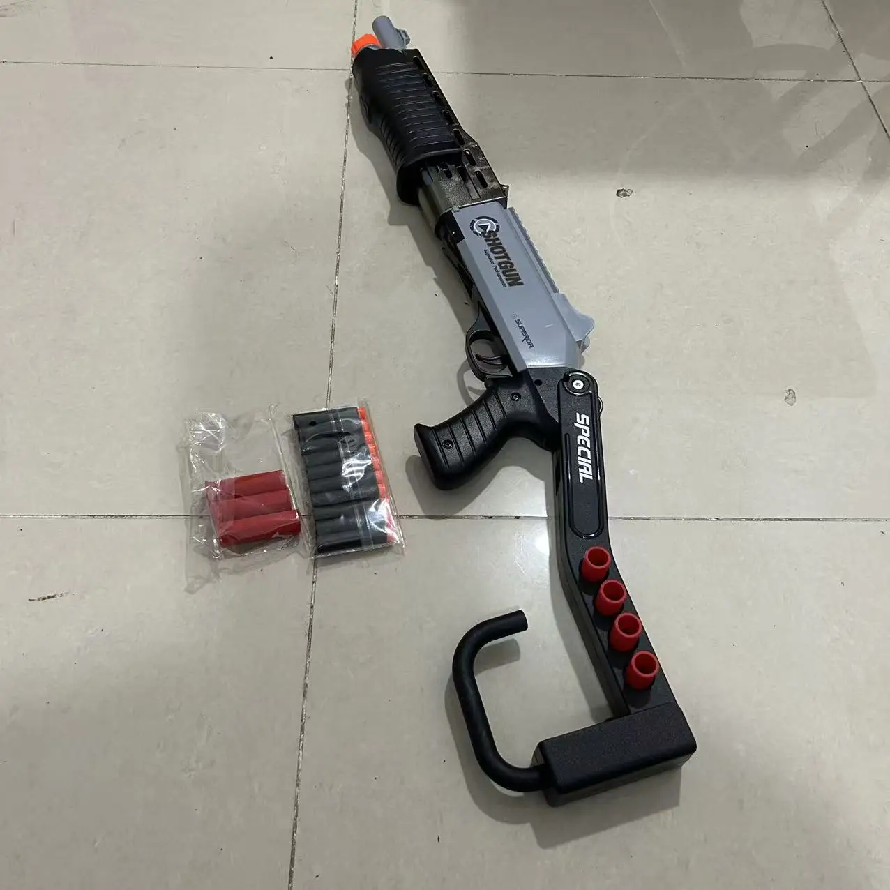 2025 New Toy Gun Shell-Throwing SPAS Foldable 12 Gauge Child Simulation Spray Gun Birdshot Boy Soft Toy Gun Model
