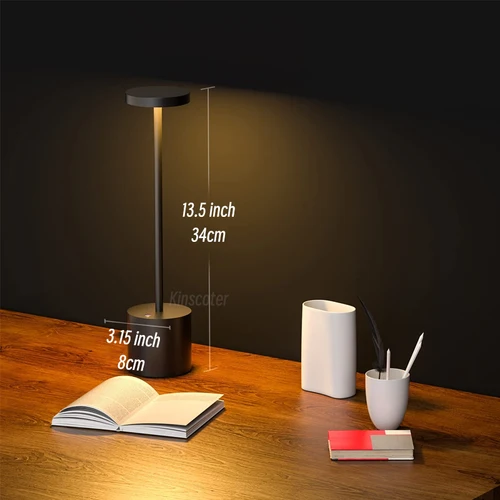 LED 알루미늄 합금 방수 충전식 책상 램프, 터치 밝기 조절 금속 테이블 램프 바 거실 독서 캠핑 라이트 5