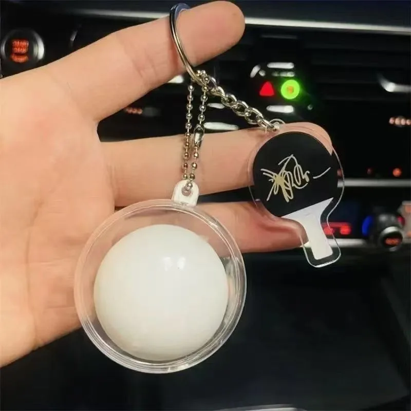 Chinese Table Tennis Racket Signature Keychain Table Tennis Souvenir Pendant Wang Chuqin Sun Yingsha Art Signature Cute Keychain 4