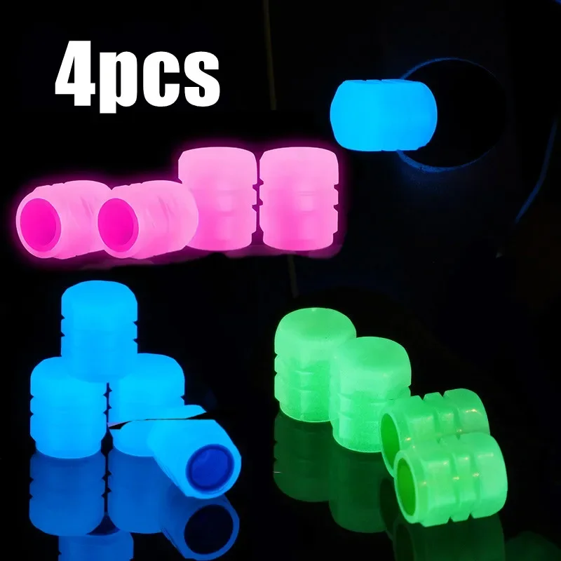Motorcycle Valve Core Electric Scooter Accessories Car Tire Fiber Hat Light Luminous Scooters Cycling Sports 4pcs