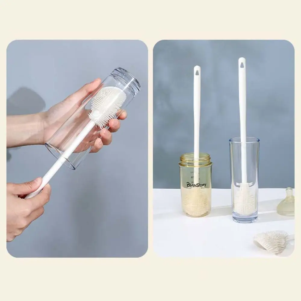 Without Blind Side Soft Head Bottle Brush Water Bottle Cleaner Silicone Bottle Cleaning Brush Soft Head Pacifier Nipple
