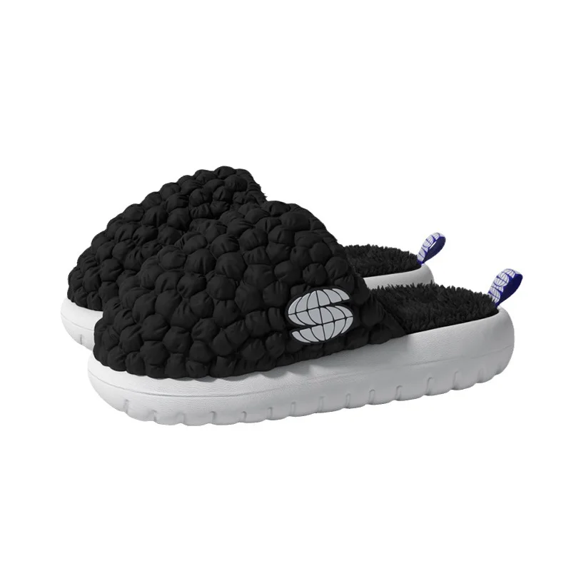 Winter Cotton Home Slippers For Men And Women Indoor Anti-skid And Warm For Couples Thick Soles Detachable Plush Slipper