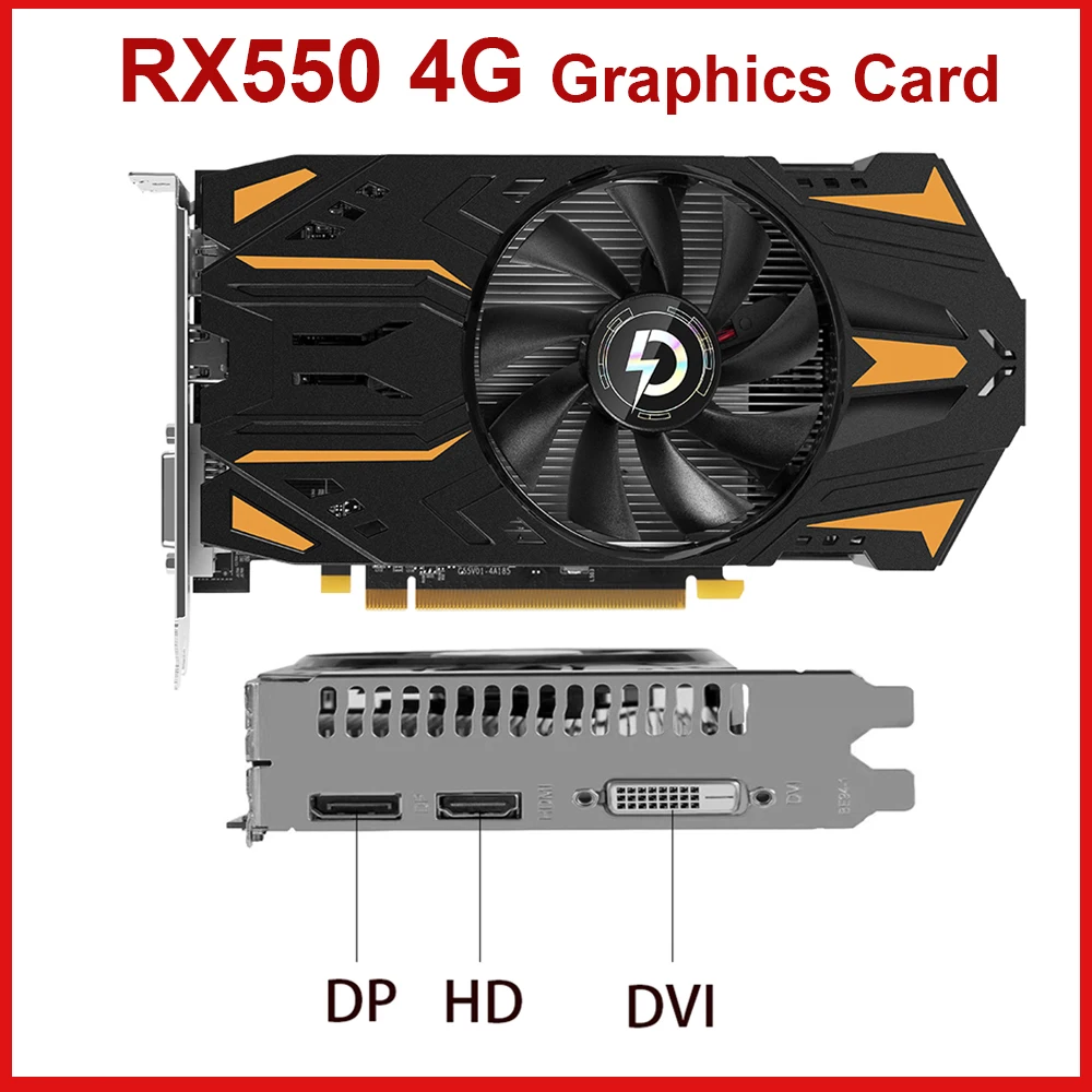 RX550 Graphics Card 2/4G 128Bit GDDR5 PCIE PCI-E3.0 X16 HD DP DVI Computer Video Card For AMD Radeon PC 4gb RX 550 128 Bit GPU graphics card for desktop Graphics Cards