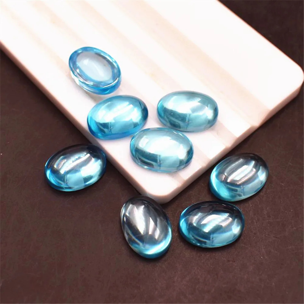 

High Quality Aquamarine Oval Smooth Polished Surface Cabochon Egg Shape Vivid Blue Aquamarine Cabochon with Flat Back AM042