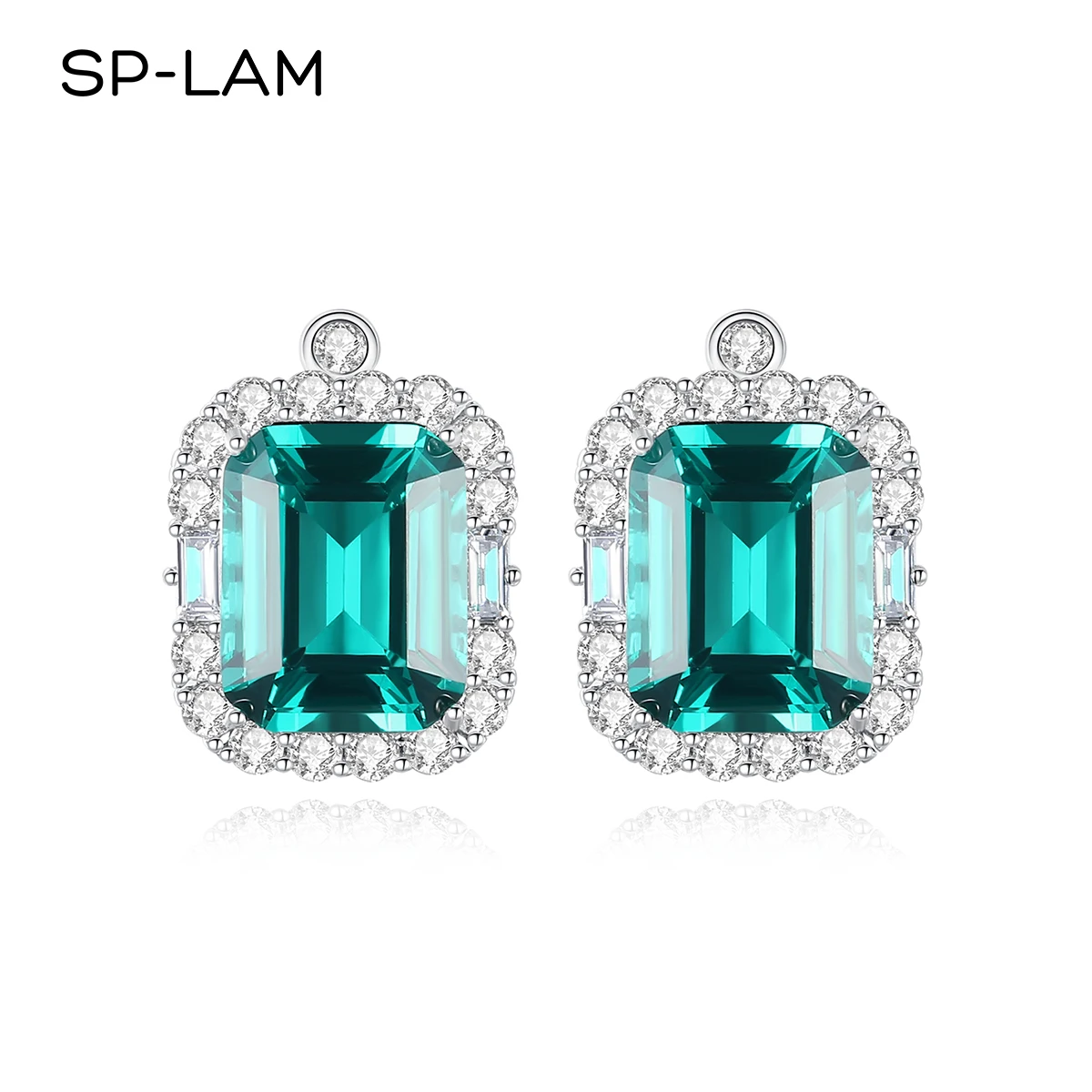 

Noble Emerald Green Earrings Studs Women Cubic Zirconia Geometric Luxury Wedding Sterling Silver 925 Earring Fine Jewelry