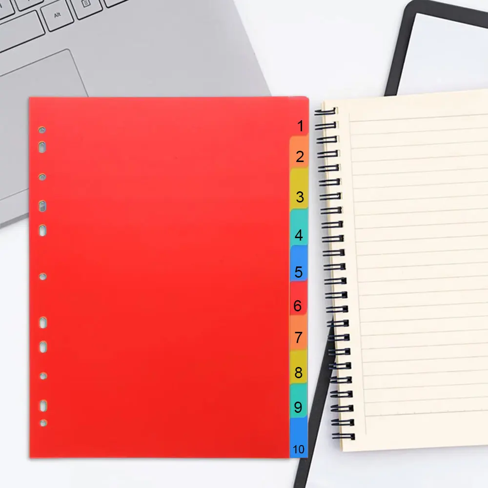 10/21pcs binder dividers, 1-10 numbers, A-YZ letters label notebook dividers, suitable for 2/3/4/11 ring binders. - 2
