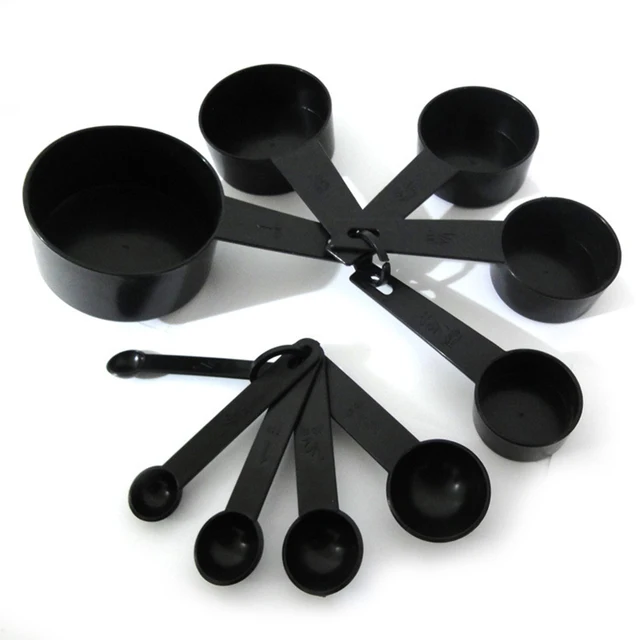 10PCS Black Set Plastic Measuring Spoon Measuring Cup Baking Weighing Tool Milk Powder Spoon Graduated Spoon DIY Household TMZ