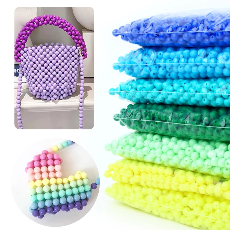 Candy Color Acrylic Round Beads 6mm 8mm 10mm Loose Balls Spacer beads for needlework & Jewelry Making