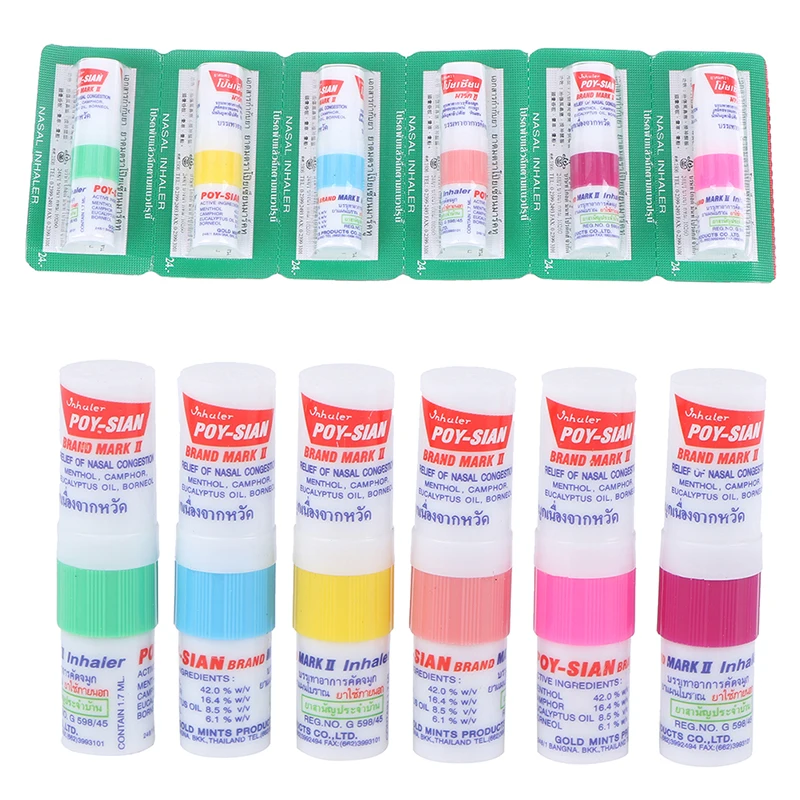 Thailand Mint Cylinder Nasal Inhaler Refresh Brain Anti Stuffy Rhinitis Nose Aspirator Cure Nasal Fatigu 6Pieces