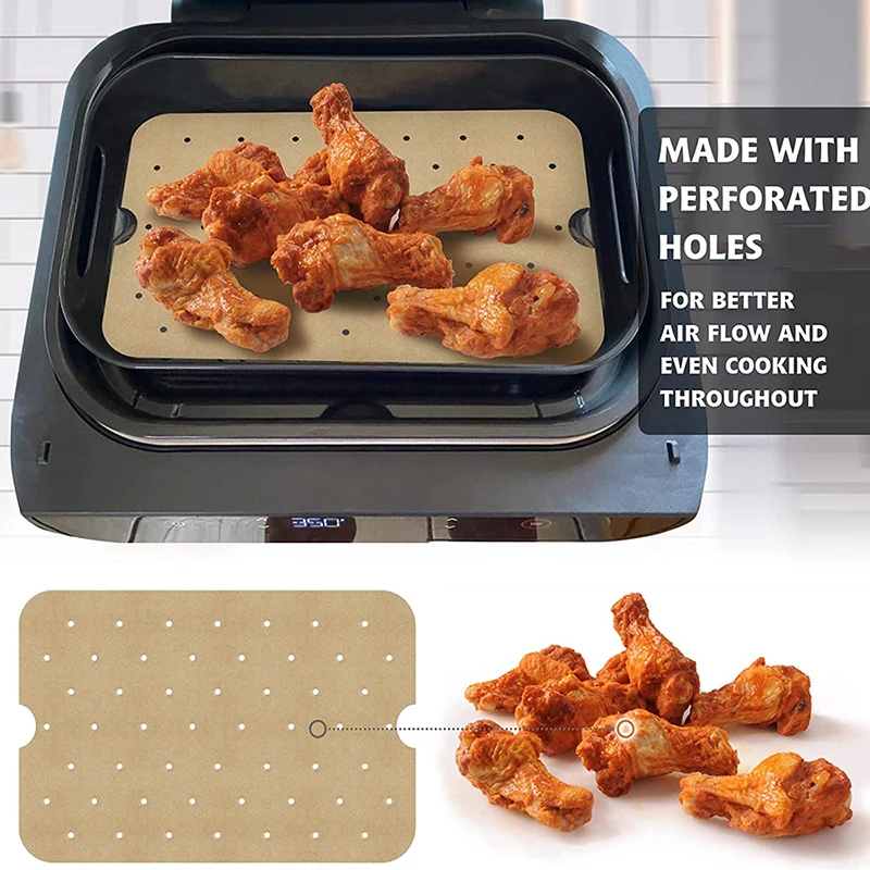 100/50Pcs Air Fryer Paper For Ninja Foodi Accessories 20cm 29cm Square Air Fryer Parchment Paper Liners Pizza Accessories air fryer paper