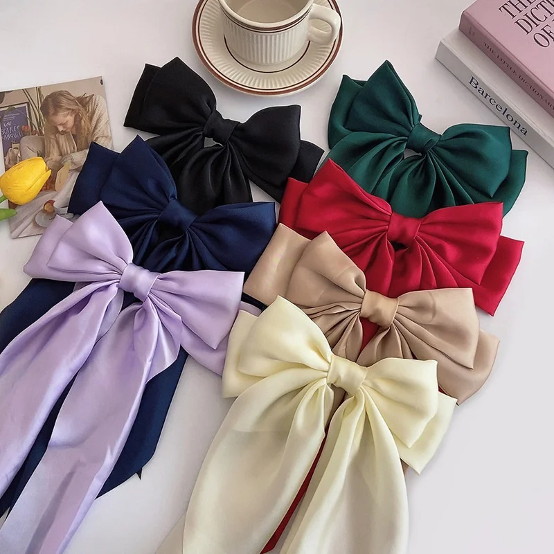 Elegant Solid Color Bow Hair Clip - Stylish Ribbon Accessory