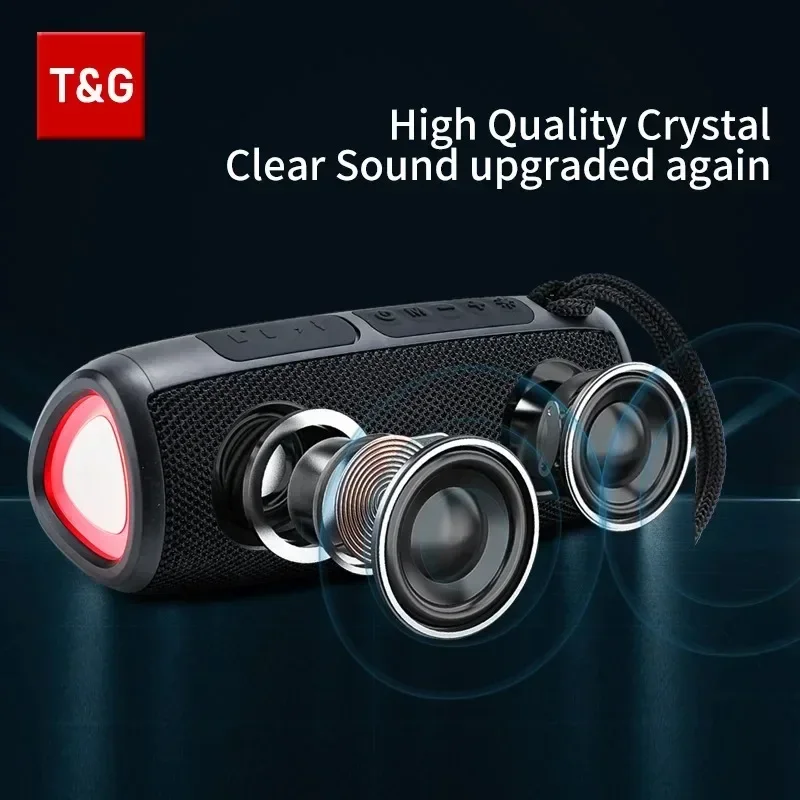 T&G TG344 Wireless Bluetooth Speakers Portable Triangle Adjustable LED Light SoundBox Support TF Card USB Playback IF/Radio