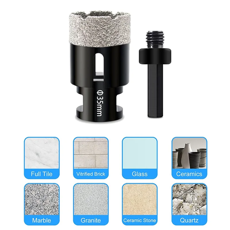ABGQ 드라이 다이아몬드 코어 드릴 비트 타일 홀쏘 (포세린 타일, 화강암, 대리석, 석재, 벽돌용, 진공 브레이징)