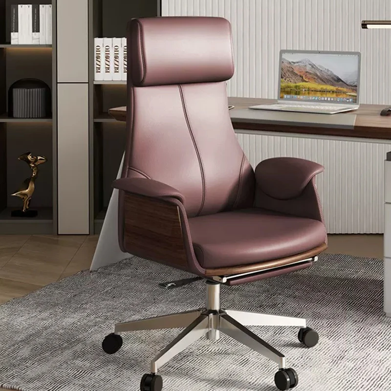 Leather Lie Down Office Chair Computer Large Class Business Sedentary Waist Office Chair Study Turn Sedia Ergonomica Furniture
