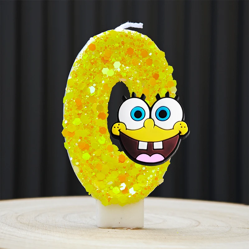 Spongebob Kerze Nummer 0-9 Fußball-Kerze Kuchendekoration Geburtstagsparty für Kinder Babyparty Deko Geschenk – Detail 1