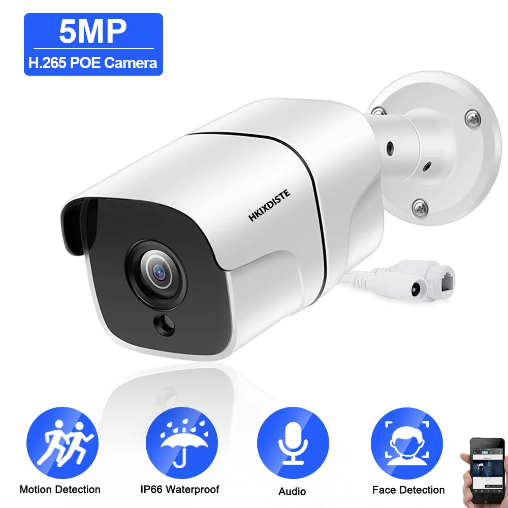 

H.265 POE IP Camera 5MP Motion Detection CCTV Network Security Cam Audio Outdoor Waterproof POE Camera Video Surveillance System