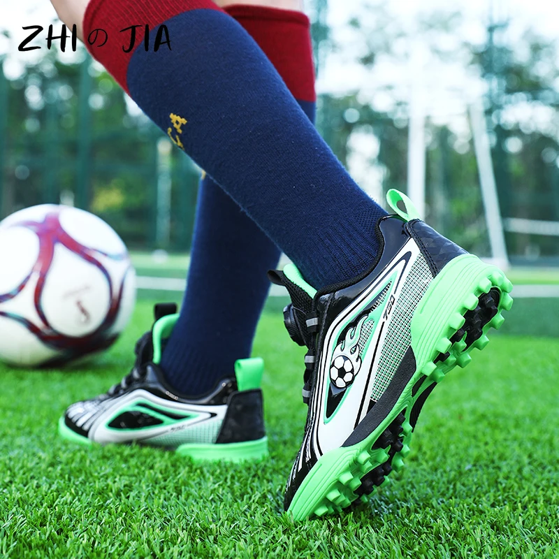 Children's Rotary Buckle Sneaker Boys Girls Professional Training Football Shoes Anti Slip Lightweight Fashion Football Footwear