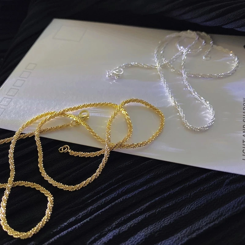 S925 Silver Necklace for Women Clavicle Chain Niche Design Element Chain Ins Jewelry Gifts Not Fade
