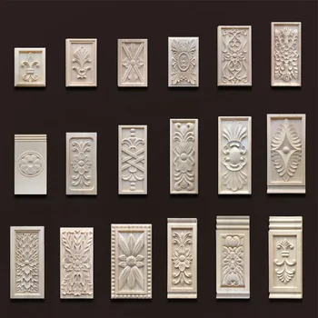 European Style Wood Applique Background Wall Home Decoration Luxury Furniture Decal for Floral Figurines Antique Onlays Moulding