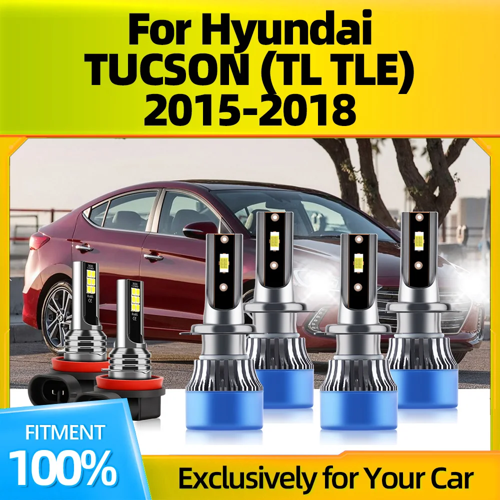 

2/6Pcs LED Headlight Car Fog Light Bulbs 3570 CSP Chips 80W 12V Auto Headlamp For Hyundai TUCSON (TL TLE) 2015 2016 2017 2018