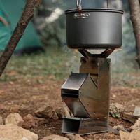 Folding Firewood Stove Stainless Steel Outdoor Camp Firewood Stove Portable Detachable Wood Burner for Outdoor Hiking BBQ Picnic - Image 2