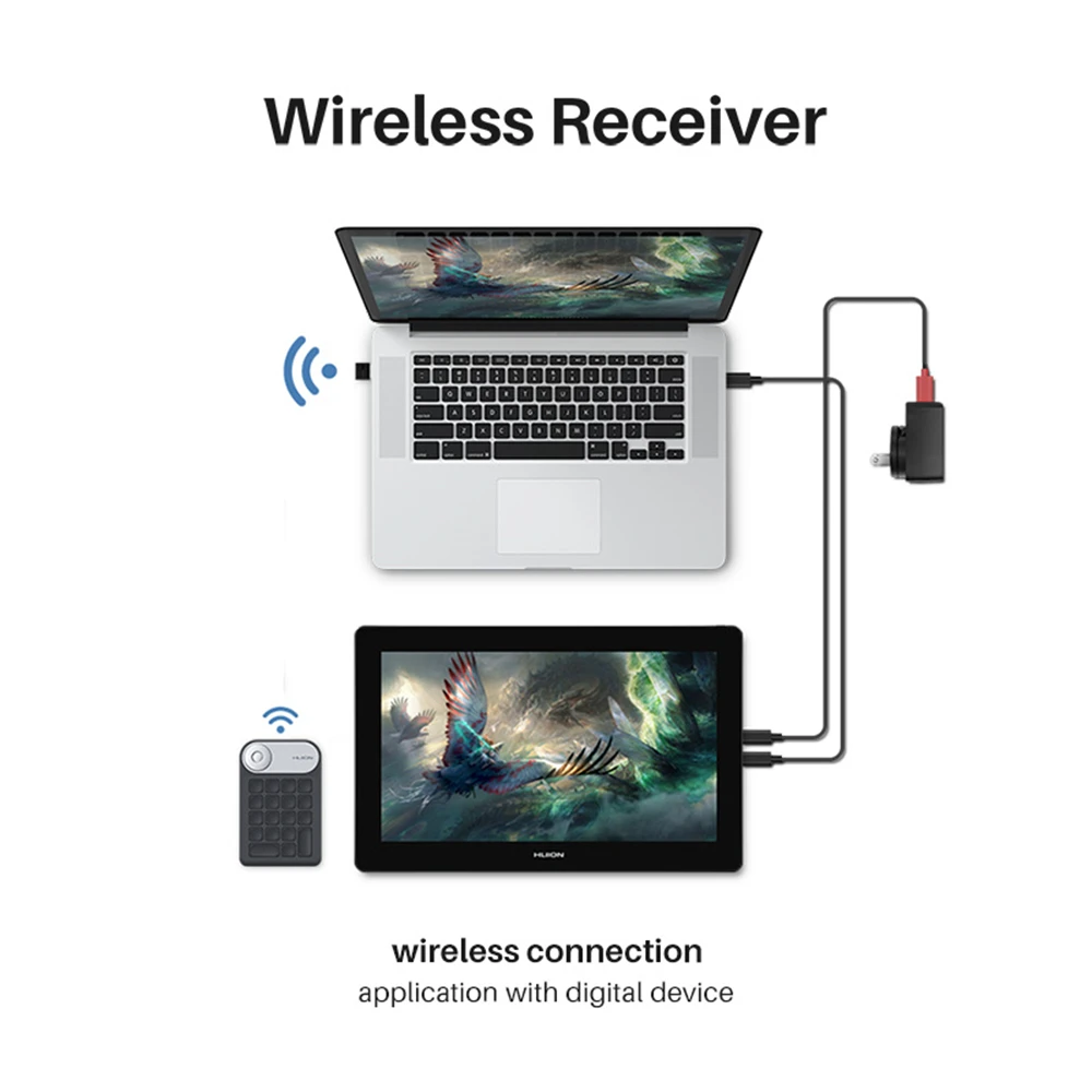 HUION KD100 용 미니 키보드, 그래픽 드로잉 태블릿용, 다기능 무선 디지털 키보드 키패드, 18 개의 단축키