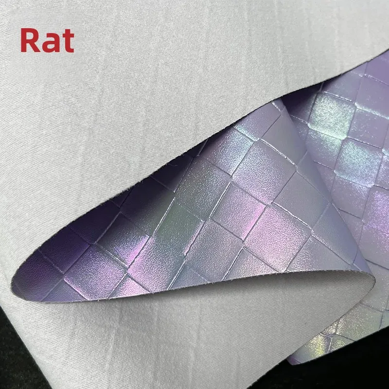 PVC Glitter Gradient Large Checkered Leather Laser Segmented Color Woven Texture Bag Gift Box Jewelry Decoration Leather