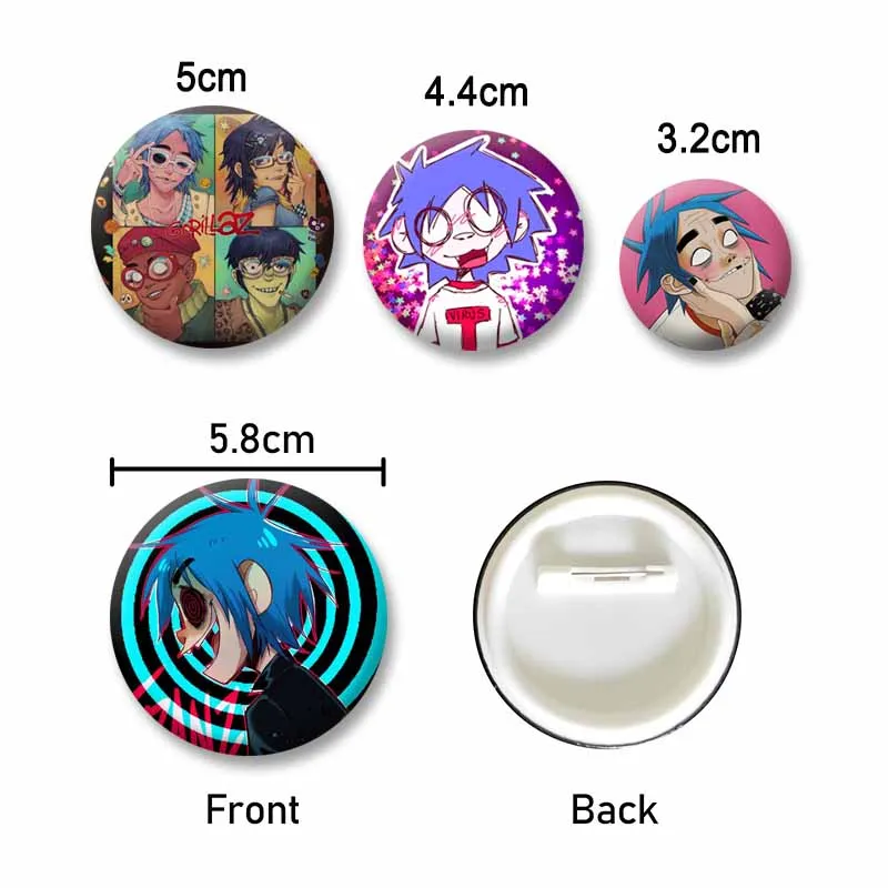 Gorillaz Fanart Cartoon Idol Pin Brooch - Backpack & Hat Decor Gift Badge