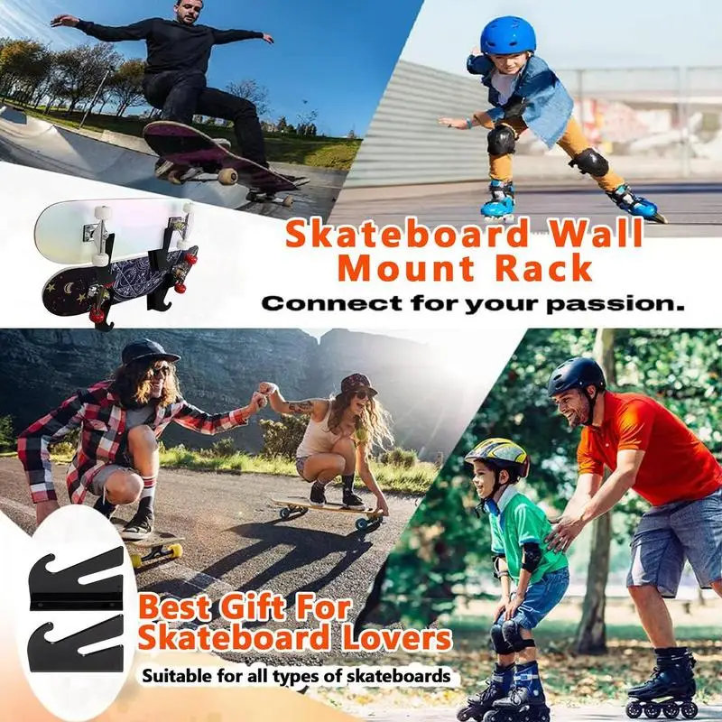 Skateboard Display Rack 1 Pair Acrylic Skateboard Mount With Storage Hook Two Layers Of Skateboard Hanger For Deck Wall Mount