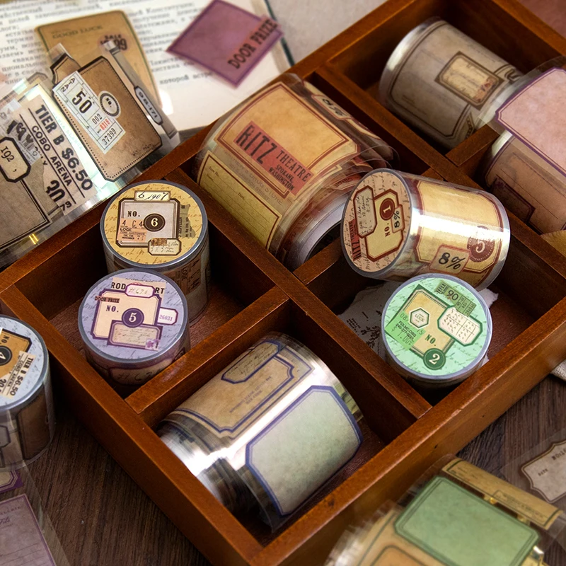 Vintage Retro Label Sticker Roll for Journaling and DIY Crafts