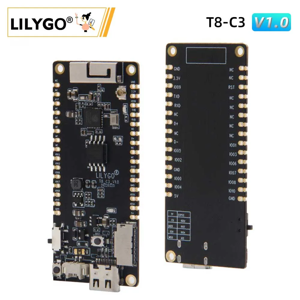 

LILYGO® T8-C3 ESP32-C3 Детская плата для разработки, беспроводной модуль Wi-Fi Bluetooth с поддержкой TF и 3D антенной для Arduino